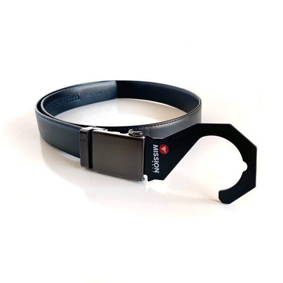 Mission Belt Leather Classic BRAND NEW One Size Fits Up 34 Gunmetal/Black - Picture 8 of 8